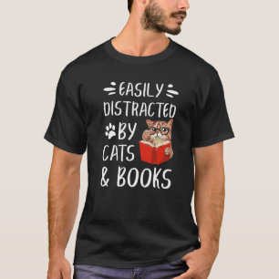 T-shirt Facilement Distrait Par Les Chats Et Les Livres M