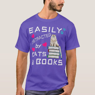 T-shirt Facilement distrait par les chats et les livresLou