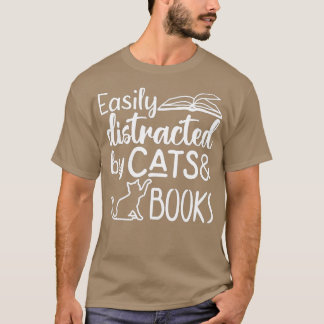 T-shirt Facilement distrait par les chats et les livresLou