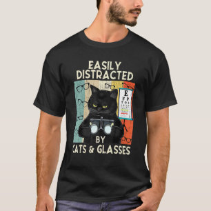T-shirt Facilement Distrait Par Les Chats Et Les Lunettes