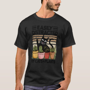 T-shirt Facilement Distrait Par Les Chats Et Les Plantes M