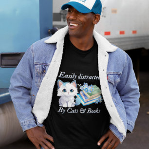 T-shirt Facilement distrait par les chats et livres Art