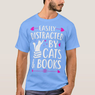 T-shirt Facilement Distrait Par Les Chats Et LivresCute Li