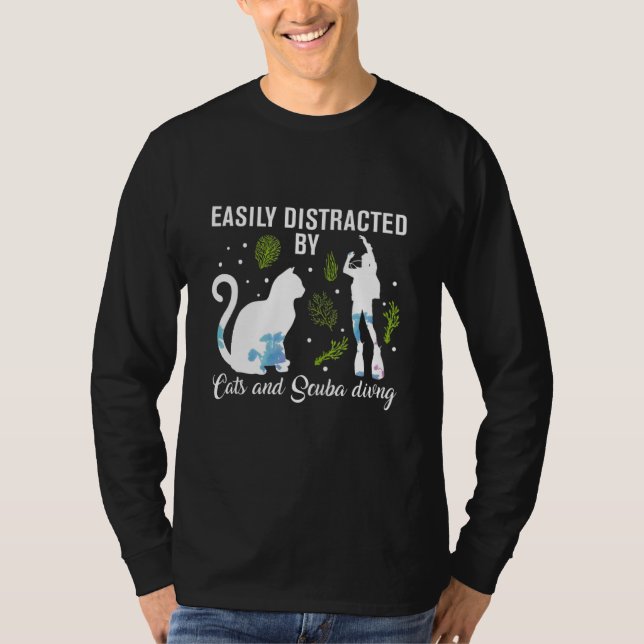 T-shirt Facilement Distrait Par Les Chats Et Plongée Sous- (Devant)