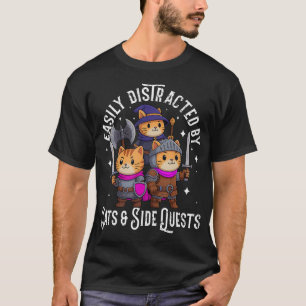 T-shirt Facilement Distrait Par Les Chats Quêtes Secondair