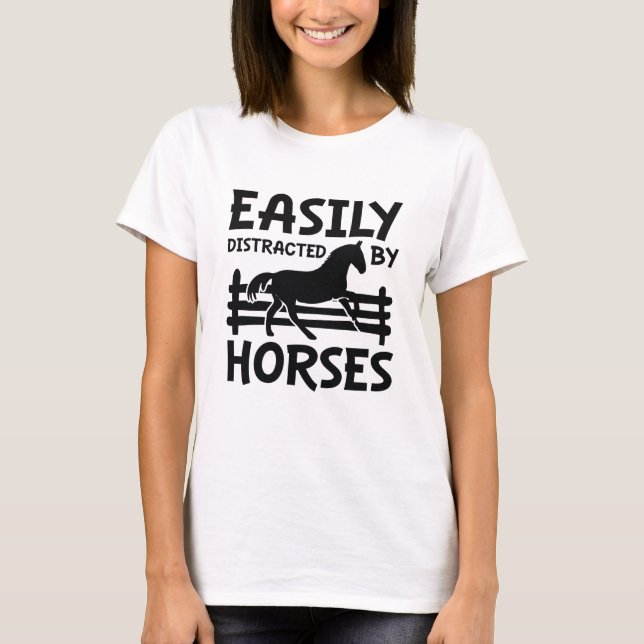 T-shirt Facilement Distrait Par Les Chevaux (Devant)