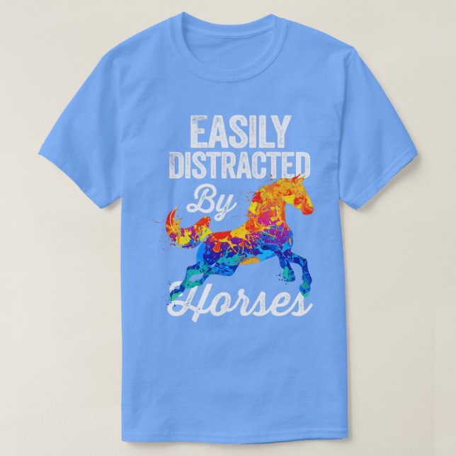 T-shirt Facilement Distrait Par Les Chevaux (Design devant)