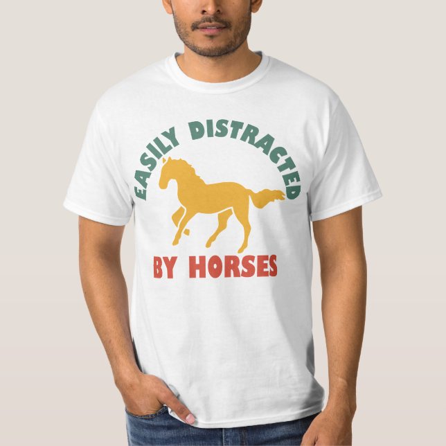 T-shirt Facilement Distrait Par Les Chevaux (Devant)