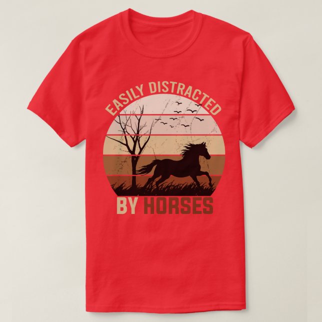 T-shirt Facilement Distrait Par Les Chevaux (Design devant)