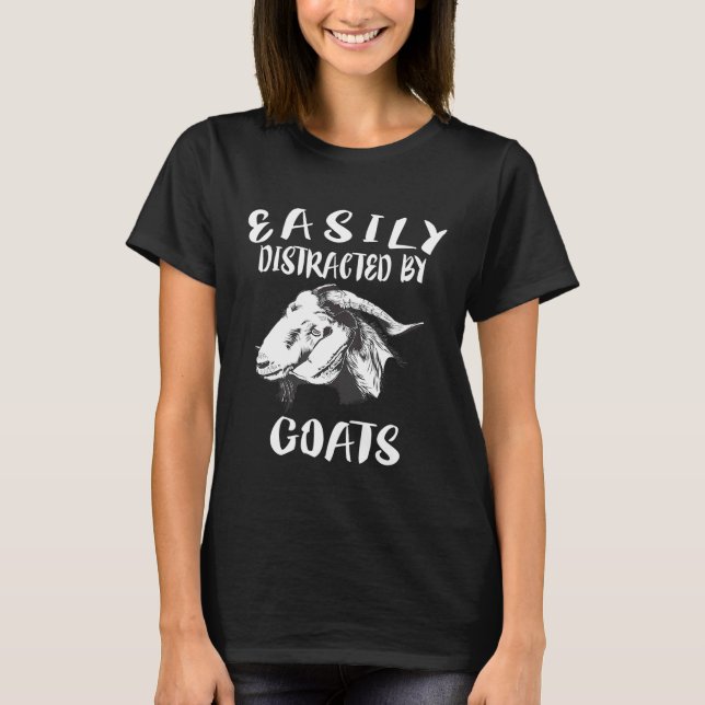 T-shirt Facilement Distrait Par Les Chèvres Animaux (Devant)