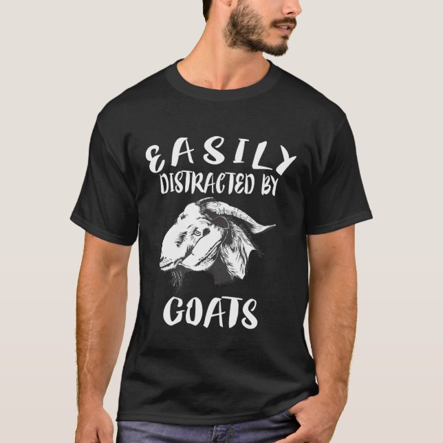 T-shirt Facilement Distrait Par Les Chèvres Animaux (Devant)