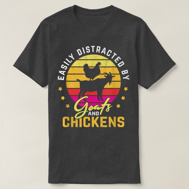 T-shirt Facilement Distrait Par Les Chèvres Et Poulets D'A (Design devant)