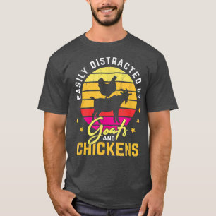T-shirt Facilement Distrait Par Les Chèvres Et Poulets D'A