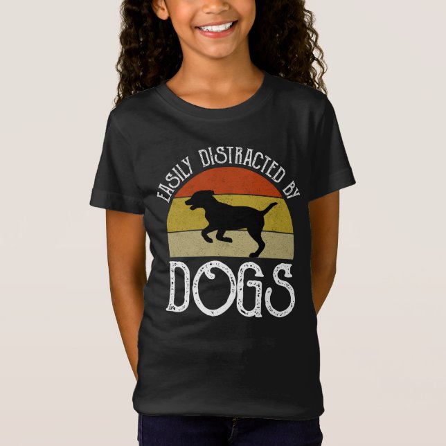 T-Shirt Facilement Distrait Par Les Chiens (Devant)