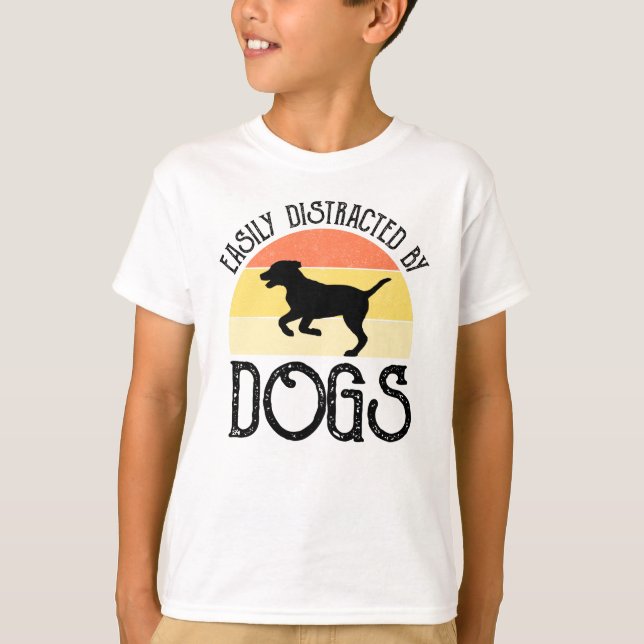T-shirt Facilement Distrait Par Les Chiens (Devant)