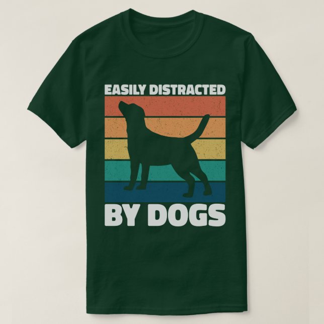 T-shirt Facilement Distrait Par Les Chiens De Mignons Amou (Design devant)