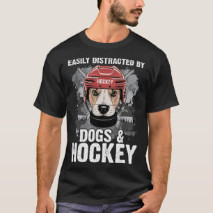 T-shirt Facilement Distrait Par Les Chiens Et Le Hockey Dr