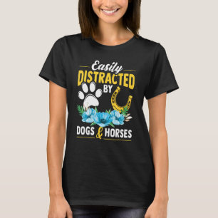 T-shirt Facilement Distrait Par Les Chiens Et Les Chevaux