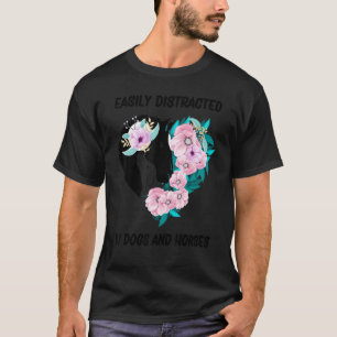 T-shirt Facilement Distrait Par Les Chiens Et Les Chevaux