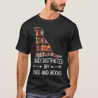 T-shirt facilement distrait par les chiens et les livres 1
