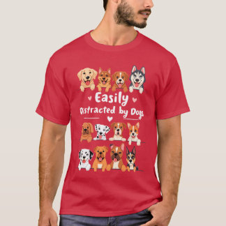 T-shirt Facilement distrait par les chiens Vintageee Blagu