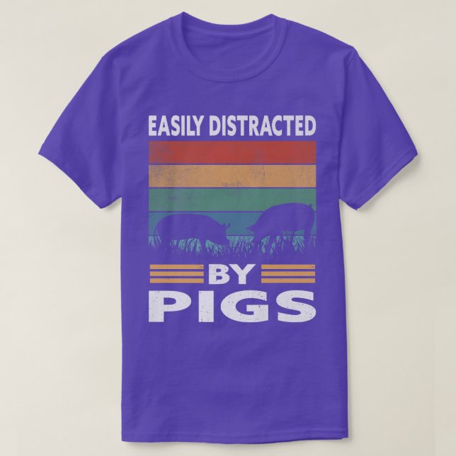 T-shirt Facilement Distrait Par Les Cochons Funny Farm Pig (Design devant)