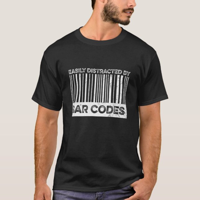T-shirt Facilement Distrait Par Les Codes À Barre Pour Un  (Devant)