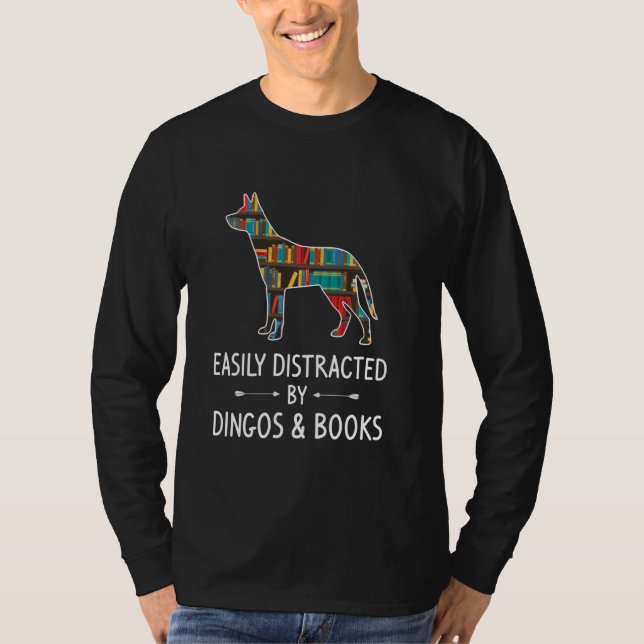 T-shirt Facilement Distrait Par Les Dingos Et Livres Amate (Devant)