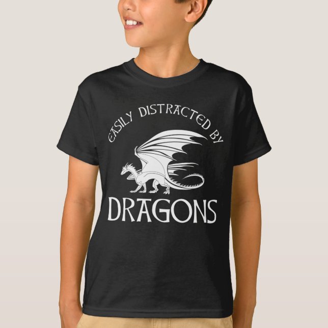 T-shirt Facilement Distrait Par Les Dragons (Devant)
