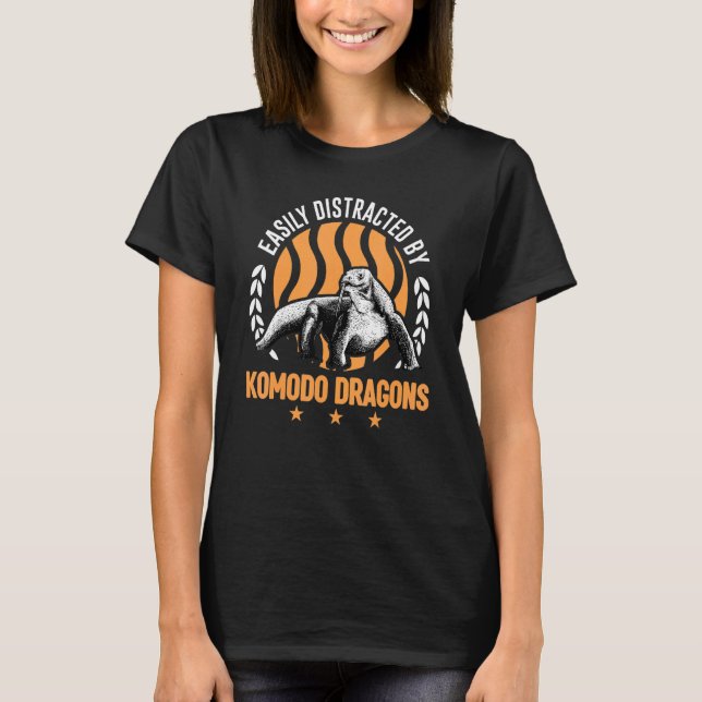 T-shirt Facilement Distrait Par Les Dragons Komodo (Devant)