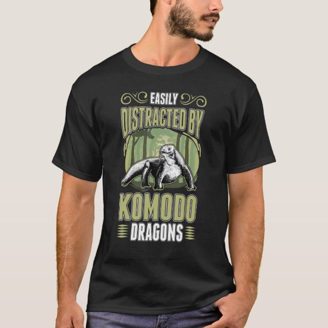 T-shirt Facilement Distrait Par Les Dragons Komodo (Devant)