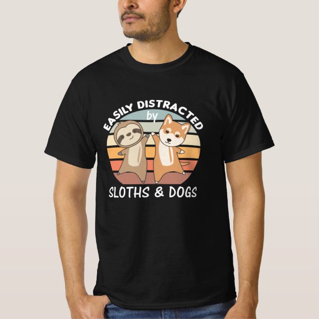 T-shirt Facilement Distrait Par Les Fentes Et Les Chiens (Devant)
