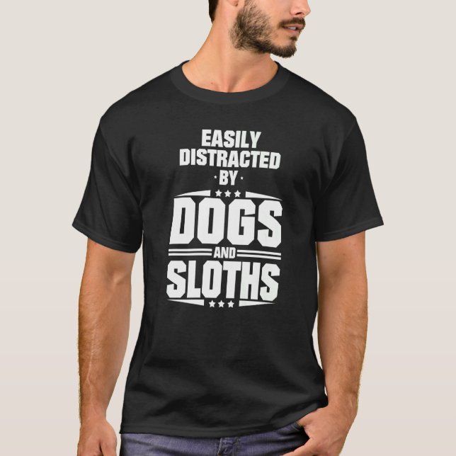 T-shirt Facilement Distrait Par Les Fentes Et Les Chiens (Devant)