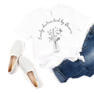 T-shirt 'Facilement Distrait Par Les Fleurs' Minimal Blk &