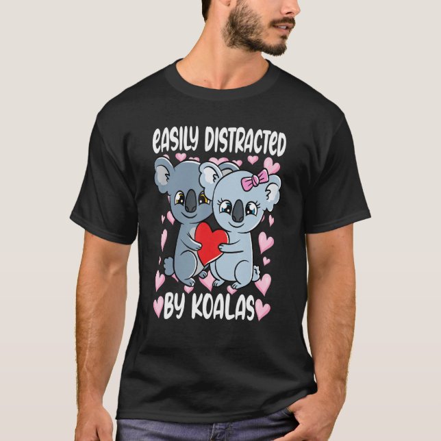 T-shirt Facilement Distrait Par Les Koalas (Devant)
