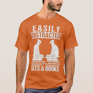 T-shirt Facilement Distrait Par Les Livres De Chats Présen