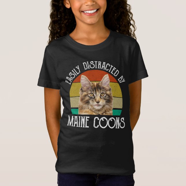 T-Shirt Facilement Distrait Par Les Maine Coons (Devant)