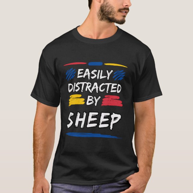 T-shirt Facilement Distrait Par Les Moutons (Devant)