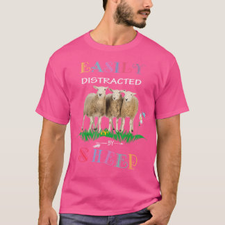 T-shirt Facilement Distrait Par Les Moutons Pour Les Amate