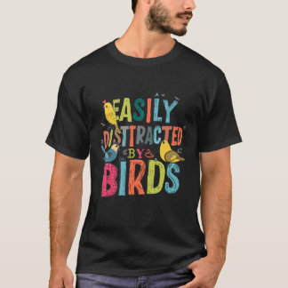 T-shirt Facilement Distrait Par Les Oiseaux Coloré Ornitho