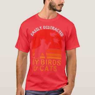 T-shirt Facilement Distrait Par Les Oiseaux Et Les Chats O