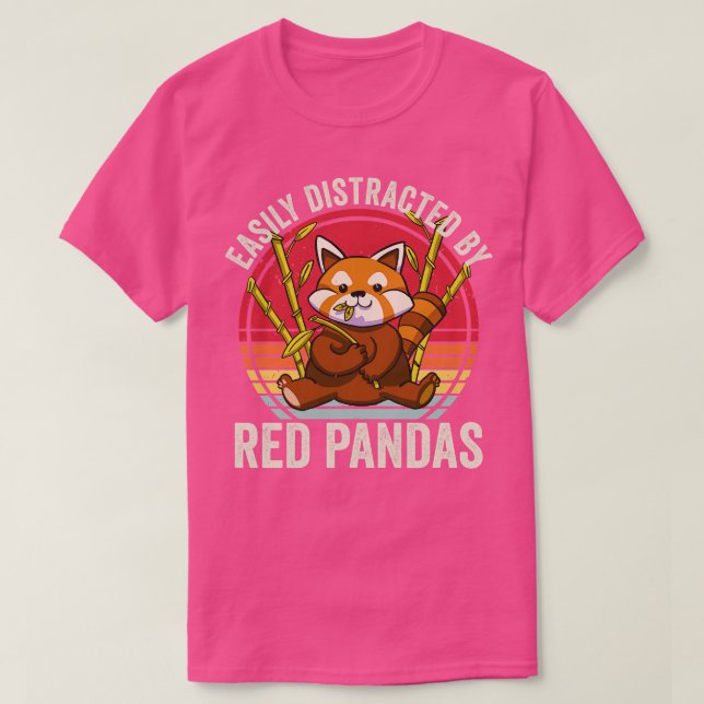 T-shirt Facilement Distrait Par Les Pandas Rouges (Design devant)