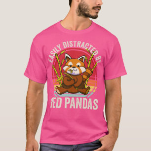 T-shirt Facilement Distrait Par Les Pandas Rouges