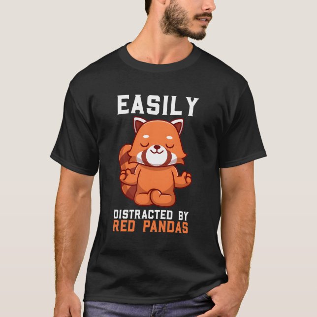 T-shirt Facilement Distrait Par Les Pandas Rouges (Devant)