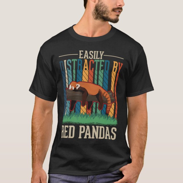 T-shirt Facilement Distrait Par Les Pandas Rouges (Devant)