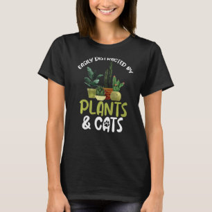 T-shirt Facilement Distrait Par Les Plantes Et Les Chats J