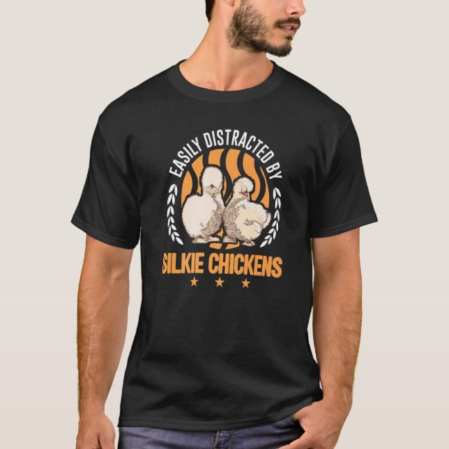 T-shirt Facilement Distrait Par Les Poules Soie (Devant)