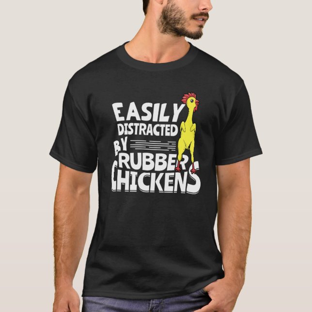 T-shirt Facilement Distrait Par Les Poulets En Caoutchouc (Devant)