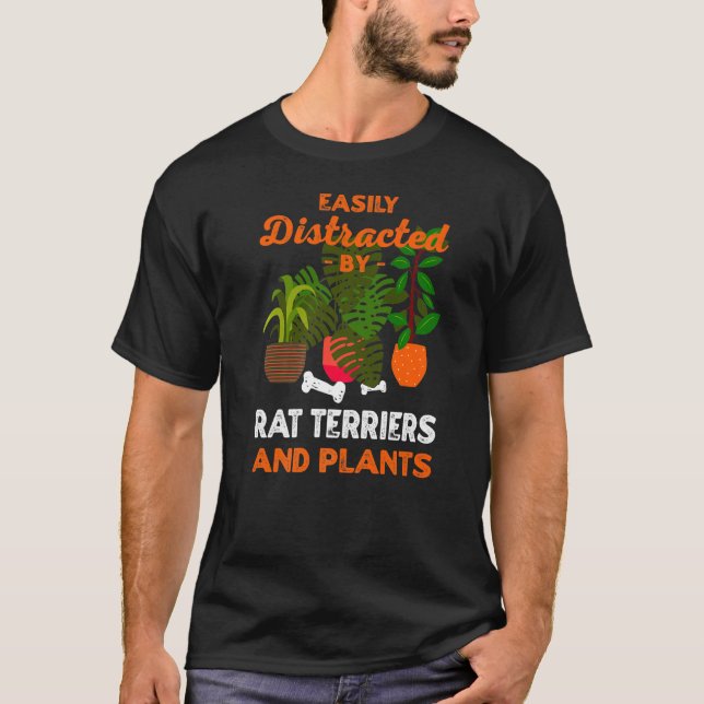 T-shirt Facilement Distrait Par Les Rat Terriers Et Les Ra (Devant)