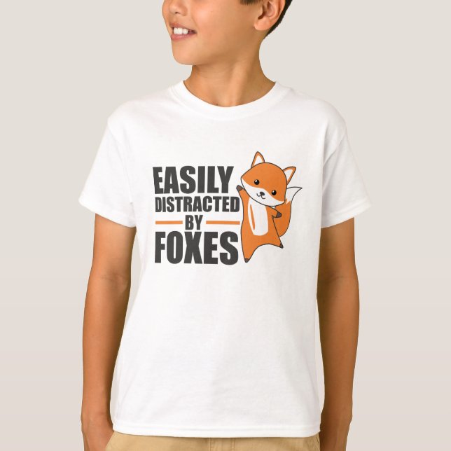 T-shirt Facilement Distrait Par Les Renards Mignons Fox Dr (Devant)